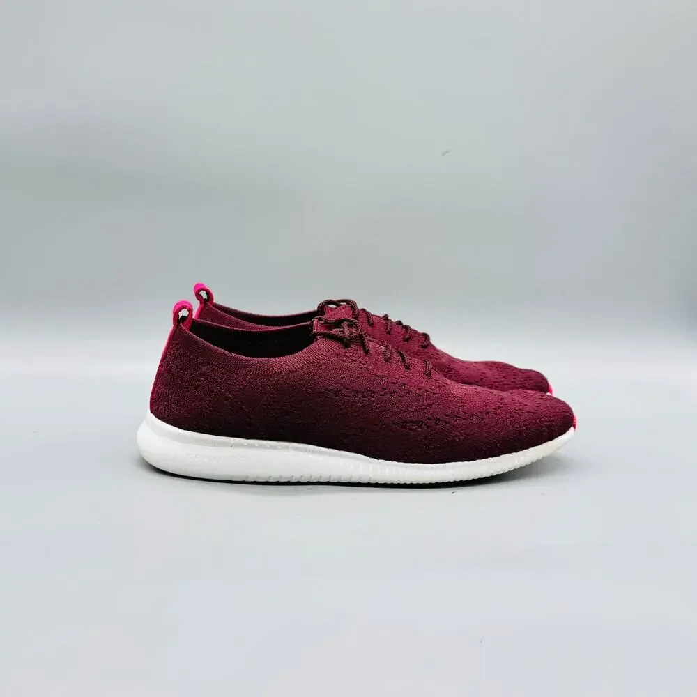 Cole Haan Shoes Womens 7.5 Red Knit ZeroGrand Low Top Sneakers Walking Comfort